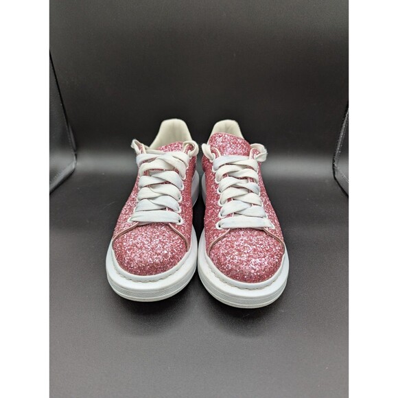 Alexander McQueen Womens Sz 8.5 EU 38.5 Pink Glitter Oversize Sneakers - Picture 3 of 14
